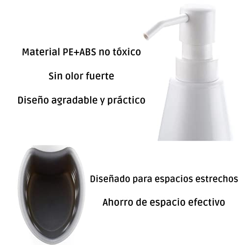 Dispensador de jabón líquido para Cocina y baño Recargable con Soporte para Estropajo|Dosificador de jabón Blanco Perla para Cocina portaestropajos Incluido