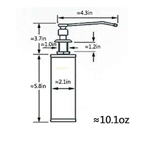 Dispensadores de jabón Dispensador de jabón manual de acero inoxidable Dispensador de lavavajillas para lavavajillas Papelera de jabón de mano Botella de rotación 360 ° 10.1OZ Dispensadores loción