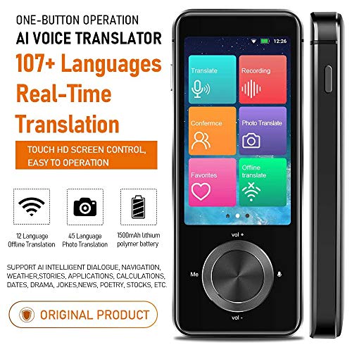 Dispositivo de traducción de idiomas, 107 idiomas, dispositivos de traducción sin conexión portátiles instantáneos bidireccionales, traductor de voz con pantalla táctil HD WiFi/Hotspot