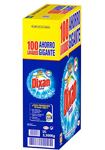 Dixan Polvo Total 3+1, Detergente en Polvo para Lavadora (100 lavados) jabón en polvo para lavar la ropa blanca y de color, limpieza, luminosidad y frescor, a un precio increíble