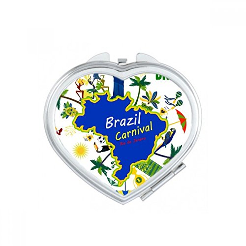 DIYthinker Monte Corcovado Brasil Mapas de Brasil Carnaval de Río de Janeiro Slogan Corazón Maquillaje Compacto Espejo de Bolsillo portátil pequeño Linda Mano Espejos Regalo