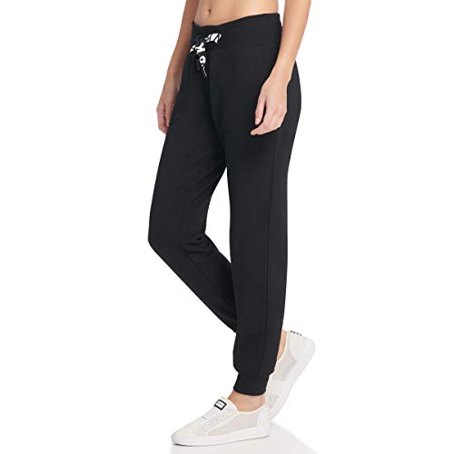 DKNY SPORT Logo Drawcord Joggers Pantalones de chándal, Black, Large De Las Mujeres