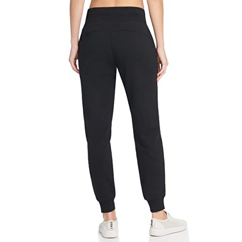 DKNY SPORT Logo Drawcord Joggers Pantalones de chándal, Black, Large De Las Mujeres