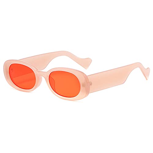 DLSM Moda Pequeñas Gafas de Sol ovaladas Femeninas Vintage Jelly Color Gafas de Sol Sombras UV400 Masculino Redondo Claro Gafas de Sol Verde Adecuado para al Aire Libre-Jalea Rosa Rojo