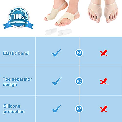 DOACT Corrector de Juanetes Corrector de Postura para Hueso Del Pie, Combinación Tejido Liso y Silicona Suave, Alivia el Dolor Juanetes, Con Silicona separador dedos pie para hallux valgus (4Pis)