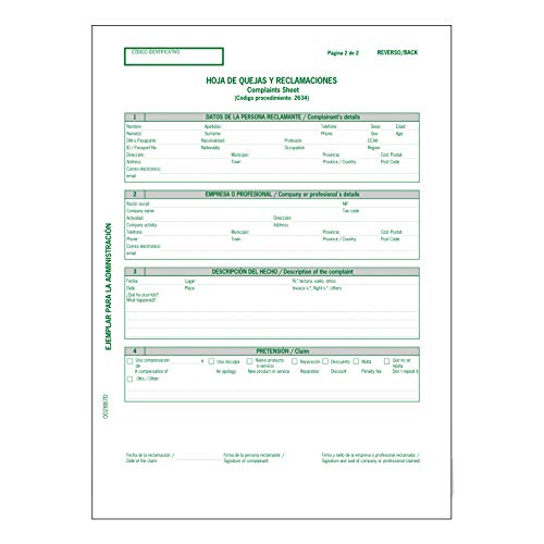 Dohe Libro de Hojas de Reclamaciones Junta de Andalucía (Actualizado 2019)