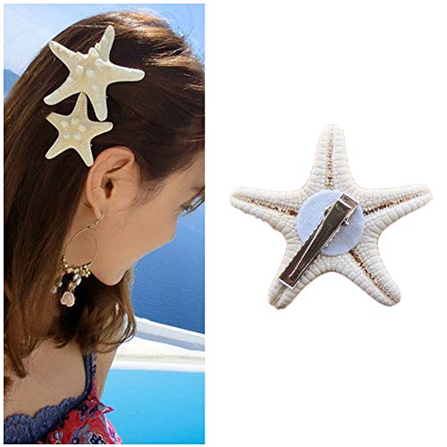 doitsa 1 x blanco de estrella de mar – Pinza para el pelo concha alfiler de cabello playa Loisirs vacaciones – Gorro para niña