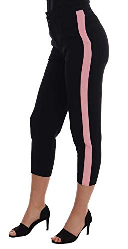 Dolce & Gabbana - - All - Black Stretch Pink Stripes Capri Pants - IT36 | XS