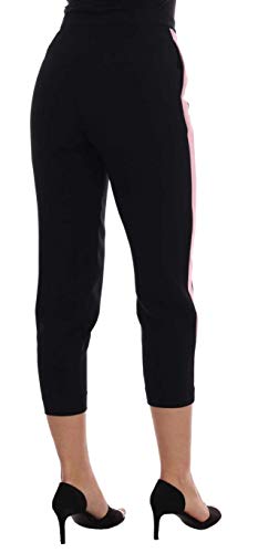 Dolce & Gabbana - - All - Black Stretch Pink Stripes Capri Pants - IT36 | XS