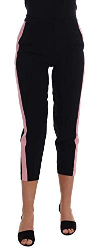 Dolce & Gabbana - - All - Black Stretch Pink Stripes Capri Pants - IT36 | XS