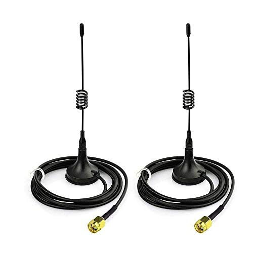 DollaTek 2Pcs Omni de Ganancia de Unidad de 433 MHz, Antena de 5.5 Pulgadas con Base magnética e impedancia de Conector SMA Macho de 50 ohmios - 5DBI