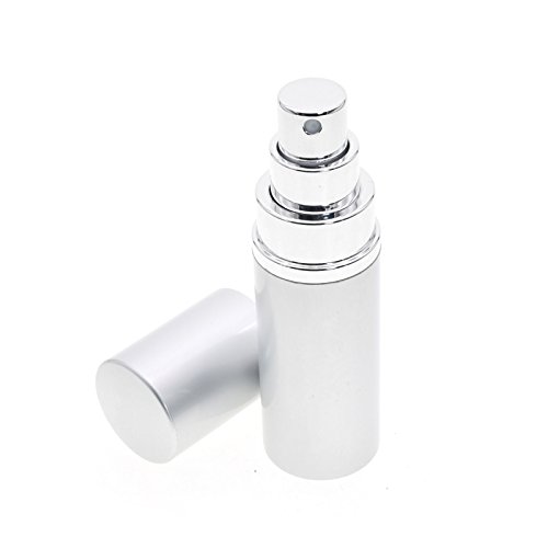 Dolovemk® Botella atomizadora de aluminio de óxido de 25 ml vacía de viaje recargable + embudo relleno para perfume, esencia, aftershave, hidratante... (plata)