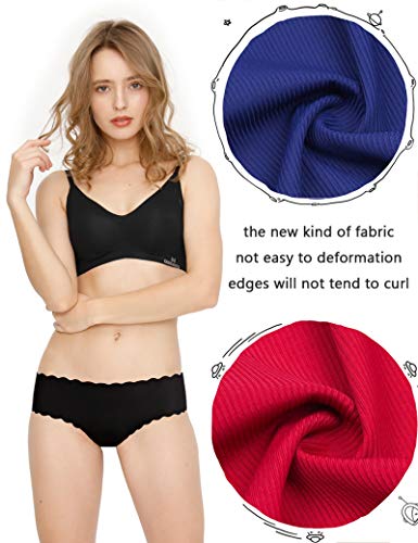 Donppa Bragas para Mujer Pack sin Costuras Invisible Braguitas Microfibra Rayas Brief Bikini Culotte,Pack de 6 (Multicolor XS)