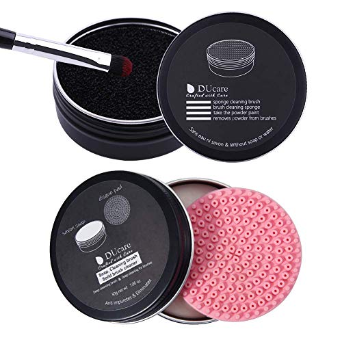 DUcare limpiador de brochas de maquillaje 2 piezas : limpiador de jabón sólido y esponja de eliminación de color,limpiador de pinceles de maquillaje,Pinceles de maquillaje Herramientas limpias