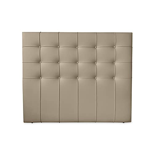 DUÉRMETE ONLINE Cabecero Roma con Acolchado Botones | Tapizado en Polipiel de Alta Gama | Medidas 135 y 140, Madera, Beige, 145 x 120 cm (Cama 135/140)