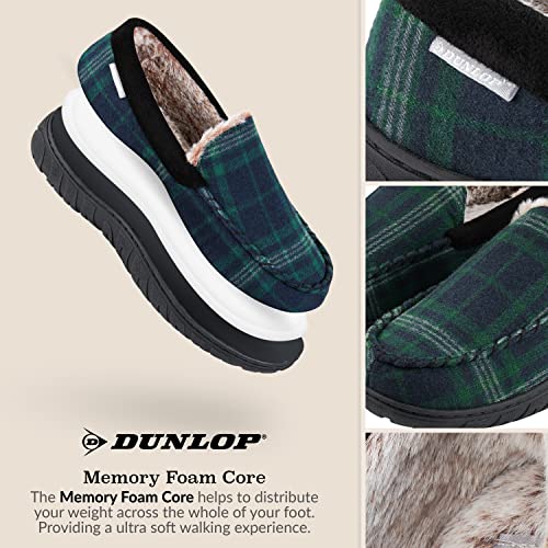 Dunlop Zapatillas Casa Hombre Mocasines Antideslizantes con Memory Foam (43 EU, Azul Marino/Verde, numeric_43)