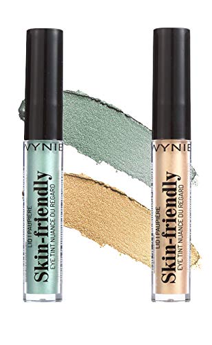 Dúo Sombras de Ojos Liquida Brillantes de Larga Duración Acabado Metálico Color Verde Dorado WYNIE - 2 g