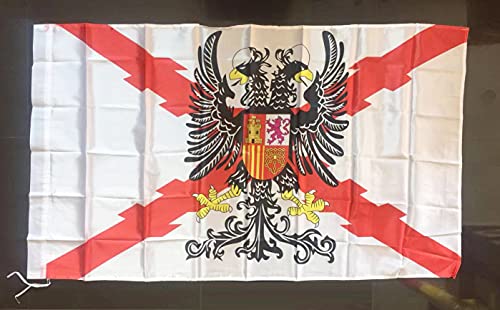 Durabol Bandera de Cruz DE BORGOÑA con Águila Bicéfala -Aguila Bicéfala Cruz de San Andrés150X90 CM Flag Satin …