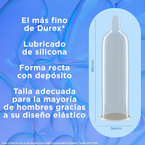 Durex - Preservativos invisibles, super finos para maximizar la sensibilidad - 24 condones