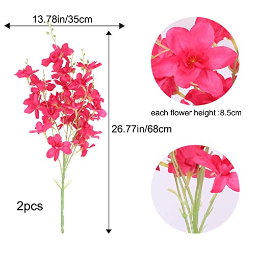 DWANCE 2pcs Flores Artificiales Ramo de Seda Narciso Artificial Flores Rosa roja Decoración para Hogar Cocina Balcon Mesa Terraza Jardin Baño Fiesta Boda