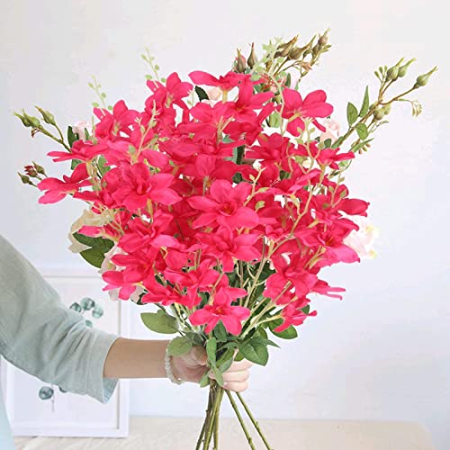 DWANCE 2pcs Flores Artificiales Ramo de Seda Narciso Artificial Flores Rosa roja Decoración para Hogar Cocina Balcon Mesa Terraza Jardin Baño Fiesta Boda