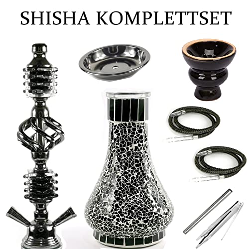 DXP Shisha 55 cm 2 Manguera Hookah Cachimba Narguile agua tubo vidrio fumar con 2x100gr. piedras,carbón,papel de estaño,boquillas