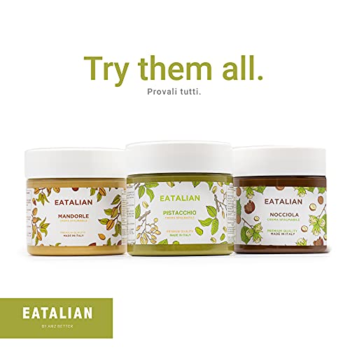 EATALIAN by AMZ BETTER Crema de Pistacho para untar 200 gramos, Natural y Proteína Siciliana, Pasta de Proteína Made in Italy. Sabor Dulce Ideal para Pan y Para Rellenar Pasteles