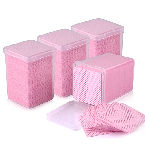 EBANKU 800 Piezas Rosa Toallitas para Uñas Sin Pelusas , Almohadilla de Algodón para Uñas Toallitas Tela No Tejida Pegamento Algodón Toallitas Limpiadoras de Uñas