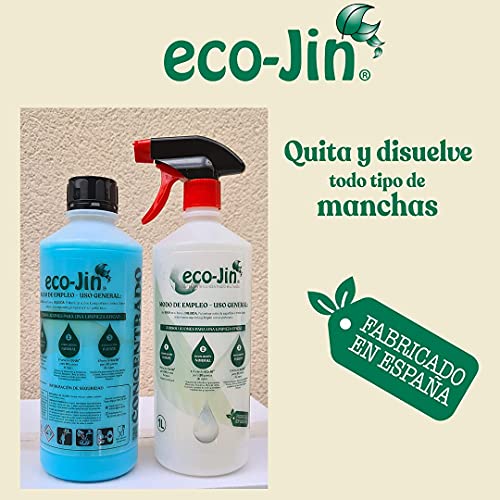 ECO-JIN SPA DETERGENTE MULTISUPERFICIES Concentrado Gama Alta (Gran Poder DESENGRASANTE) 1 LITRO Aroma SPA + VAPORIZADOR (Color del PULVERIZADOR SEGÚN Stock)