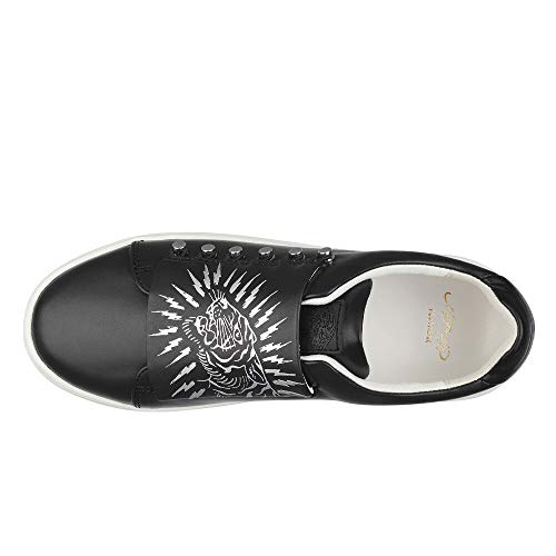 ED HARDY - Zapatillas de piel sintética con impresión y elásticas, color negro, (Negro blanco.), 40 EU