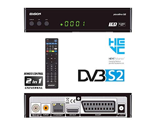 EDISION Piccollino DVB-S2 Full HD Sat Receiver H.265/HEVC lector de tarjeta USB Negro