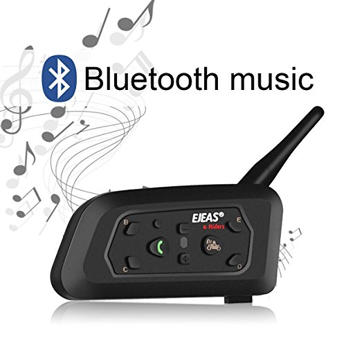 Ejeas V6 Pro Auriculares Intercomunicador Moto Bluetooth para Motocicletas, Gama Comunicación Intercom de 1200m, intercomunicador Casco Moto, Impermeabilidad, Intercomunicacion Entre 6 Motociclistas