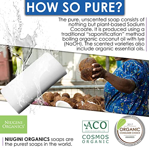 El Jabón Orgánico Más Puro Del Mundo | Hecha De Aceite De Coco 100% Orgánico | Jabón Orgánico Vegano | Comercio Justo | Producción Sostenible | Sin Aceite De Palma | SIN AROMA. 2 Barras x 100 Gramos