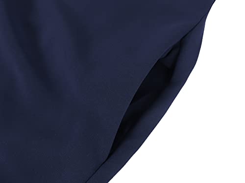 Eledobby Vestido de Blusa de Mujer con Bolsillos Escote en V Manga Larga Botones Holgados Vestido Largo Mujer Vestidos de Camisa Casual Túnica Ropa de Salón Primavera Otoño Ropa Azul Marino S