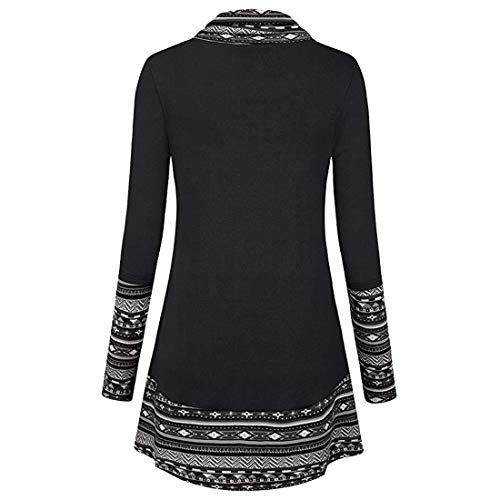 Elegante blusa de manga larga para mujer Camisa estampada con bloques de color de primavera y otoño en estilo étnico elegante blusa uni en la cintura pliegues en el cuello con botones blusas informale