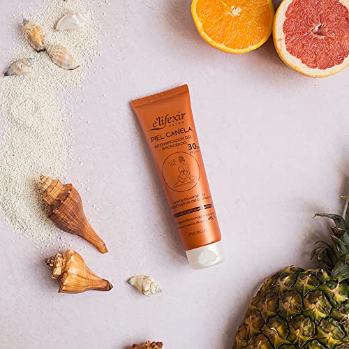 Elifexir Piel Canela SPF 30. Gel Bronceador. Acelerador del Bronceado. Bronceado Intenso y Duradero | Waterproof | Protector Solar UVA, UVB e IR-A. Con Monoï de Tahití. 150ml