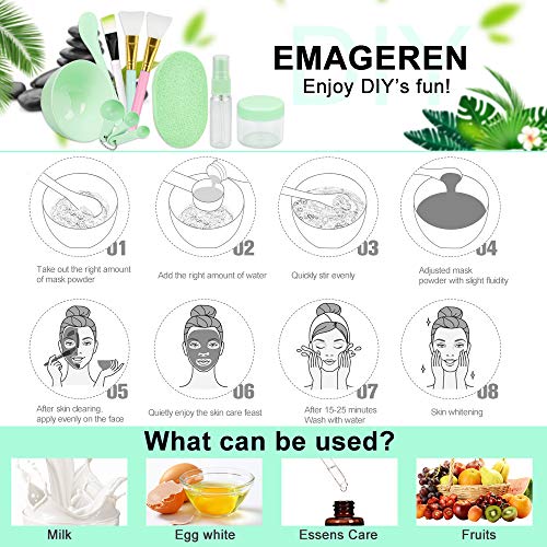 EMAGEREN Brocha para Aplicar Mascarilla Facial, Kit de Herramientas de Mascarilla con Cepillos de Mascarilla y Tazón de Mascarilla Facial para Mascarilla de Arcilla y Geles DIY.