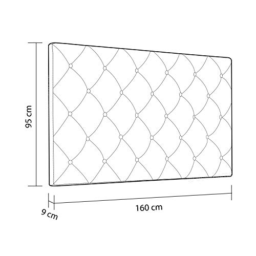 Enfield, Cabecero Cama Matrimonio, Cabezal Dormitorio Acabado en símil Piel Color Blanco, Medidas: 160 cm (Ancho) x 95 cm (Alto) x 9 cm (Fondo)