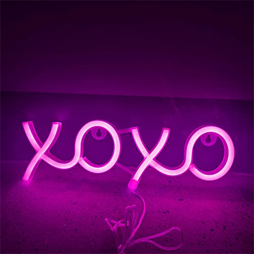 ENUOLI XOXO Neon Signs XOXO LIGHT NEON SIGN - Muestras LED operadas por la batería Luces de neón Luces de neón Neon Night Lights para las señales de neón del dormitorio para la decoración de la pared