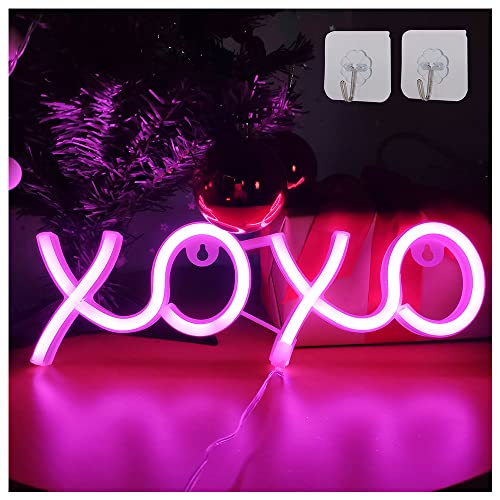 ENUOLI XOXO Neon Signs XOXO LIGHT NEON SIGN - Muestras LED operadas por la batería Luces de neón Luces de neón Neon Night Lights para las señales de neón del dormitorio para la decoración de la pared