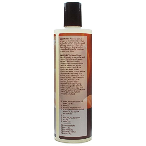 Esencia del Desierto Jojoba Shampoo Fortalecimiento con queratina y Prickly Pear – 12,9 FL OZ – Pack de 1