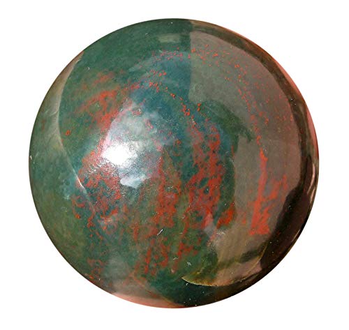 Esfera de cristal de piedra de sangre curativa, bola de Reiki de piedra natural para mujeres y hombres, auténticos cristales de heliotropo para energía positiva, meditación y yoga de 45 a 50 mm