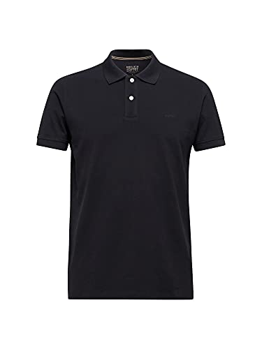 Esprit Classic Piqué Camiseta, Negro (Black 001), M para Hombre