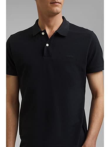 Esprit Classic Piqué Camiseta, Negro (Black 001), M para Hombre