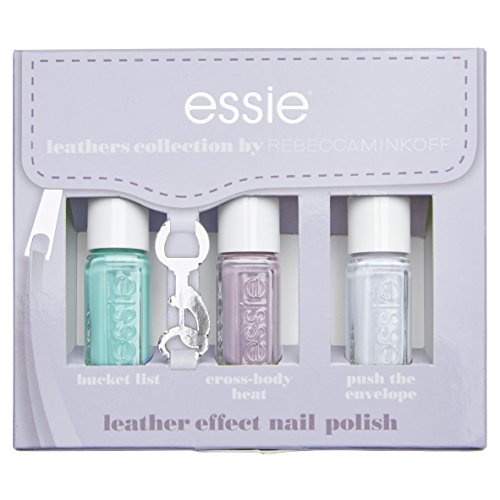 Essie, colección Leather Look Pastel Kit 3 Mini esmaltes, 451push The Envelope/452 Cross-body Heat/456 Bucket List