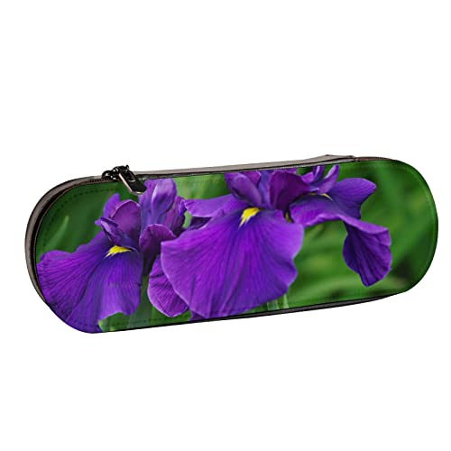 Estuche para lápices Flor de Iris floreciente en un Prado Estuche para lápices con Cremallera Estuche para lápices de Cuero Estuche para lápices multifunción para la Escuela, la Oficina