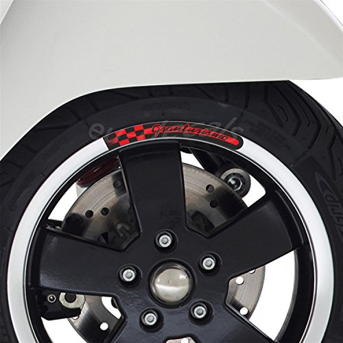 EU-Decals - MioVespa Collection Granturismo 4X L&R Llantas Vinilo Rojo sobre Negro para vespa GT 200 250 Pegatinas Laminadas