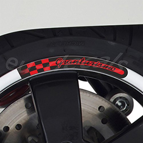 EU-Decals - MioVespa Collection Granturismo 4X L&R Llantas Vinilo Rojo sobre Negro para vespa GT 200 250 Pegatinas Laminadas