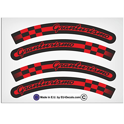 EU-Decals - MioVespa Collection Granturismo 4X L&R Llantas Vinilo Rojo sobre Negro para vespa GT 200 250 Pegatinas Laminadas