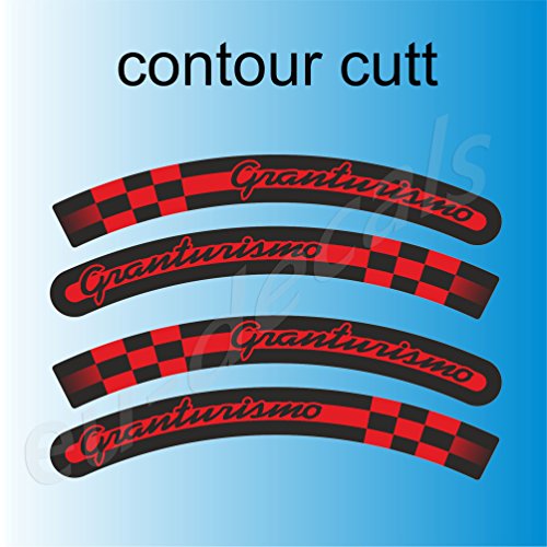 EU-Decals - MioVespa Collection Granturismo 4X L&R Llantas Vinilo Rojo sobre Negro para vespa GT 200 250 Pegatinas Laminadas